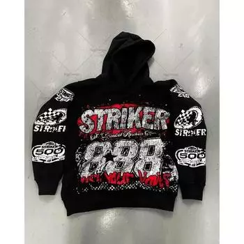 Американский стиль толстовка с капюшоном с буквенным принтом пуловер толстовка с капюшоном Harajuku ретро супер толстовка High Street Fashion Ins Top S