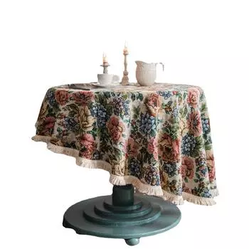 Американский стиль жаккардовая скатерть подсолнечника хлопок круглый скатерть 90cm