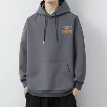 Американский свитер с капюшоном, мужской осенний тренд, свободный повседневный топ с длинным рукавом, подростковая куртка-пуловер M
