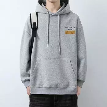 Американский свитер с капюшоном, мужской осенний тренд, свободный повседневный топ с длинным рукавом, подростковая куртка-пуловер M