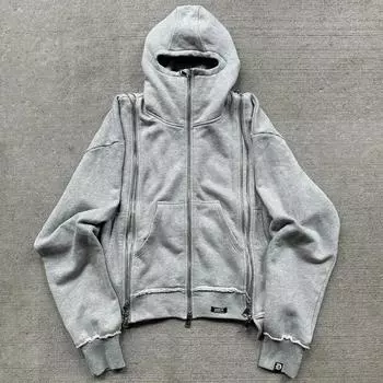 Американский темный ретро-свитшот с капюшоном на молнии для мужчин и женщин, универсальное принтованное парное уличное пальто, свитшот Haikyuu Y2k S