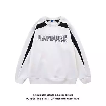 Американский толстовка с надписью High Street, мужская, осенняя, новая, реглан, контрастный цвет, молодежный, модный, круглый вырез, свободный, повседневный топ M