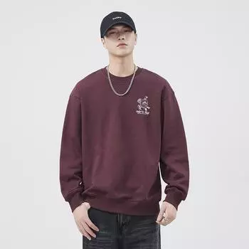 Американский тяжелый модный свитер, мужской свободный топ, большой размер, круглый вырез, длинный рукав, напечатанная нижняя рубашка M