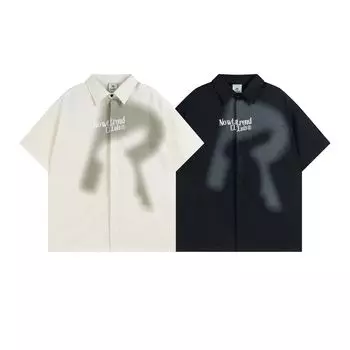 Американский уличный кролик, граффити, буквы, рубашка с короткими рукавами, мужские и женские свободные рубашки для пар, куртка XXL чёрный