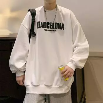 Американский уличный свитер, мужская весенняя куртка с круглым вырезом и длинными рукавами, с круглым вырезом и низом, мужская рубашка S