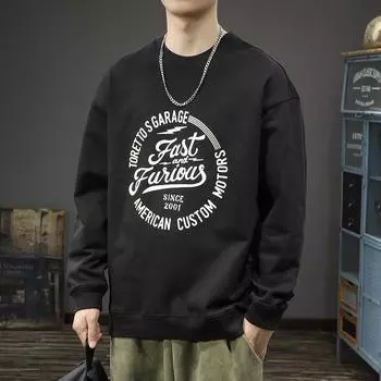 Американский уличный тренд с принтом, круглый вырез, свитер, мужская свободная, большого размера, хлопковая, плотная, спортивная куртка Tide M хаки