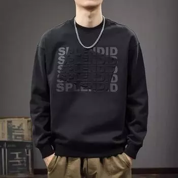 Американский уличный трендовый бренд, трехмерный стальной штамп, мужской свитер, осенняя тяжелая свободная куртка с длинными рукавами S хаки