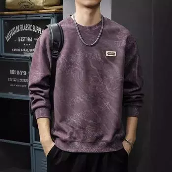 Американский уличный жаккардовый свитер, мужская осенняя куртка в стиле ретро Cloud Dye, модная брендовая толстая свободная рубашка с длинными рукавами M бордовый