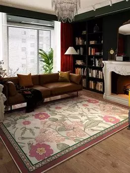 Американский винтажный хрустальный бархатный ковер в пасторальном стиле, украшение для дома, цветочный коврик для гостиной, дивана, журнального столика, коврик для крыльца 1400MMx2000MM