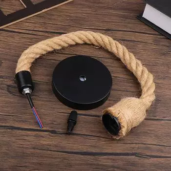 Американский винтажный подвесной светильник из пеньковой веревки для ресторана, бара, кафе, индустриальные подвесные светильники, светильники из сплетенной вручную веревки коричневый