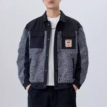 Американское ретро повседневное пальто мужское свободное большого размера, подходящая по цвету куртка для инструментов, модный бренд M чёрный