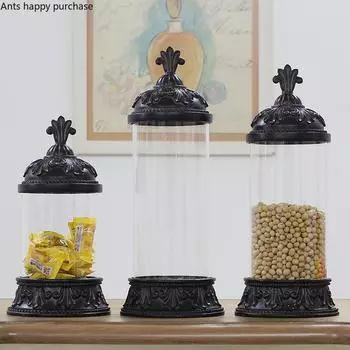 Американское золото ретро стеклянная герметичная банка для хранения украшений еда сухоцветы конфеты чай банка стеклянный контейнер бутылки для домашнего хранения