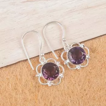 Amethst Gemstone 925 Sterling Silver Jewelry Handmade Drop/Dangle Earrings 1.40 EE-56-9
