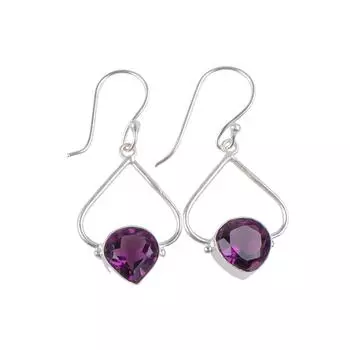 Amethyst Gemstone 925 Sterling Silver Handcrafted Earrings 1.80 Gift For Women EE-33-3