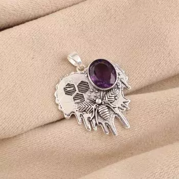 Amethyst Gemstone 925 Sterling Silver Jewelry Chain Pendant 1.49 Women Gift CP-28-9