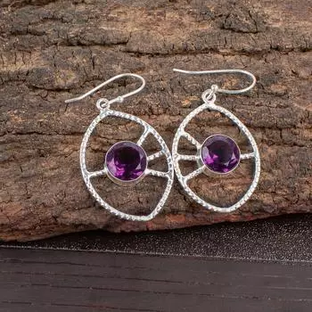 Amethyst Gemstone 925 Sterling Silver Jewelry Handmade Earrings 2.00 For Gift EE-52-8