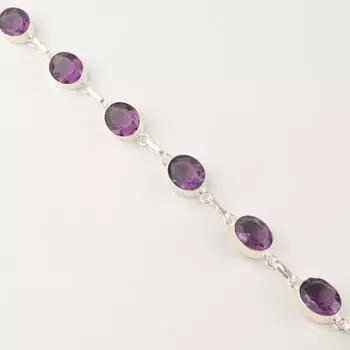 Amethyst Gemstone 925 Sterling Silver Jewelry Handmade Bracelet 9 Gift For Her RB-5-6