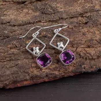 Amethyst Gemstone 925 Sterling Silver Jewelry Handmade Stylish Earrings 1.70 EE-10-6