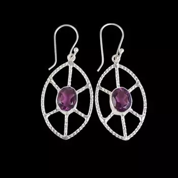 Amethyst Gemstone 925 Sterling Silver Jewelry Handmade Drop/Dangle Earrings2.00 EE-48-7