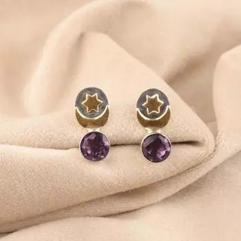 Amethyst Gemstone 925 Sterling silver Jewelry Handmade Stud Earrings0.8 For Her EE-141-11
