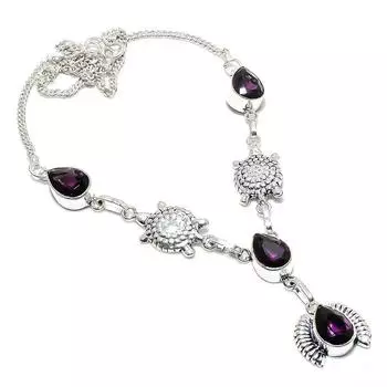 Аметист Драгоценный Камень Ювелирные Изделия Серебряное Ожерелье 18 T6l30 фиолетовый