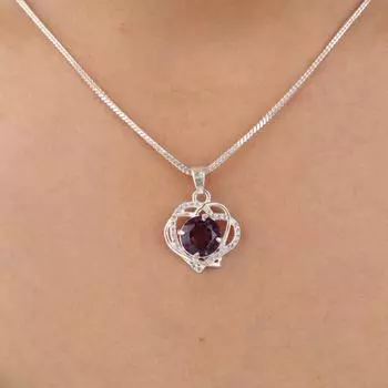 Amethyst Gemstone 925 Sterling Silver Jewelry Zircon Pendant 0.84 Gift For Mom CZP-14-9