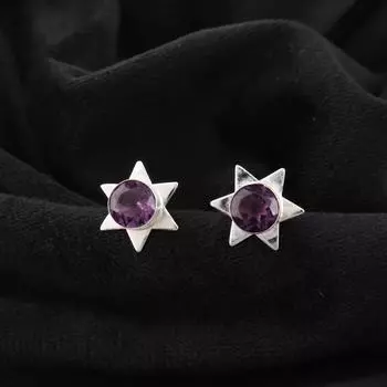 Amethyst Gemstone 925 Sterling Silver Women Jewelry Handmade Stud Earrings 0.44 EE-175-10