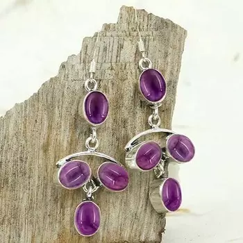 Amethyst Gemstone Dangle Earring, 925 Sterling Silver, Birthstone Earring, Women Earring, Handmade Earring, Gift For Her