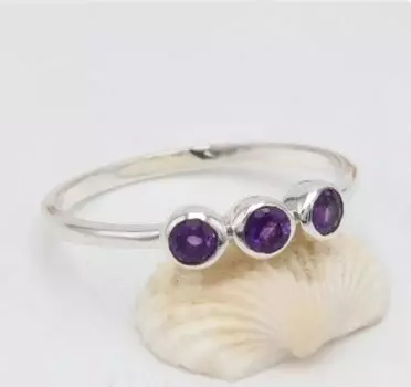 Amethyst Gemstone Eternity Band Ring, Solid 925 Sterling Silver Stackable Ring, gift For Her, Anniversary Gift 6