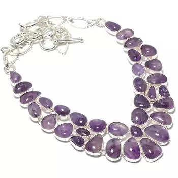Amethyst Gemstone Handmade 925 Silver Jewelry Necklace 18 JCN484-170