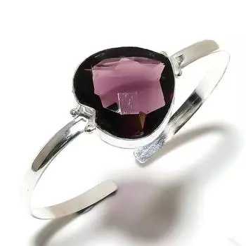 Amethyst Gemstone Handmade 925 Sterling Silver Cuff Bangle Adjustable y8A31