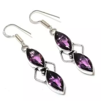 Amethyst Gemstone Handmade 925 Sterling Silver Gift Jewelry Earring 2.09 C4M92