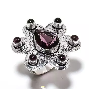 Amethyst Gemstone Handmade 925 Sterling Silver Jewelry Ring Size 7 E9M67