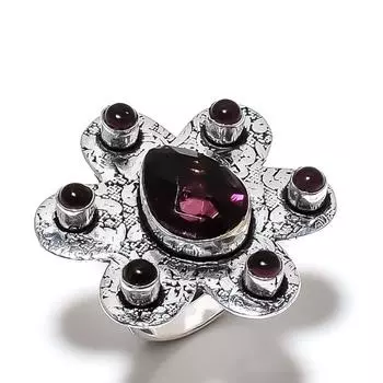 Amethyst Gemstone Handmade 925 Sterling Silver Jewelry Ring Size 9 H2Y67