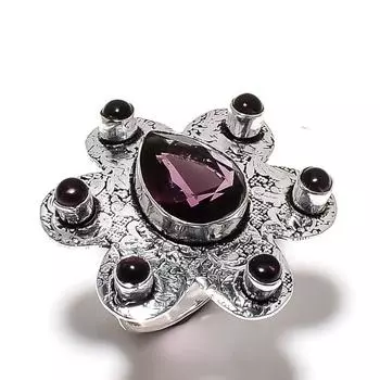 Amethyst Gemstone Handmade 925 Sterling Silver Jewelry Ring Size 10 a2w06