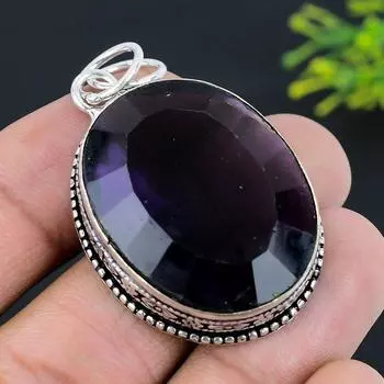 Amethyst Gemstone Handmade 925 Sterling Silver Jewelry Pendant 2.01 A3S55