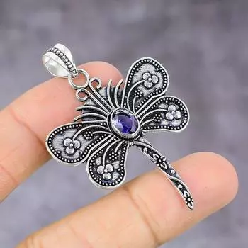 Amethyst Gemstone Handmade 925 Sterling Silver Jewelry Pendant 2.21 E9M18