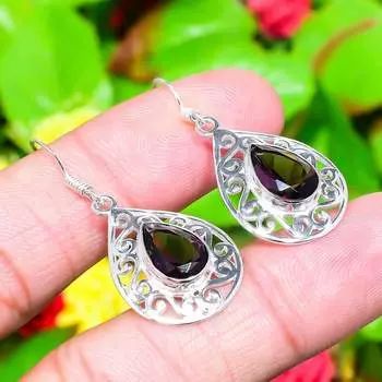 Amethyst Gemstone Handmade 925 Sterling Silver Jewelry Earring 1.65 k7d41