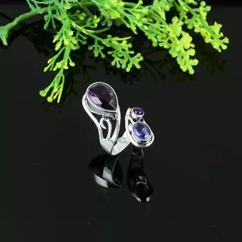 Amethyst Gemstone Handmade 925 Sterling Silver Jewelry Ring Size 6 r7Z82