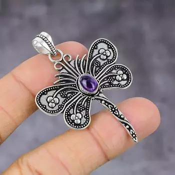 Amethyst Gemstone Handmade 925 Sterling Silver Jewelry Pendant 2.21 c3u46