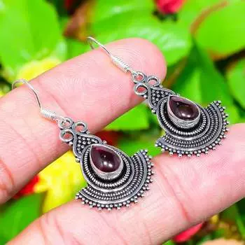 Amethyst Gemstone Handmade 925 Sterling Silver Jewelry Earring 1.73 f9p14