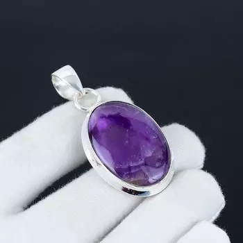 Подвеска из аметиста, натуральный аметист, ручная работа, серебряный аметист 925 пробы, подвеска для женщин, подарочный кулон 5.5 Cm. фиолетовый
