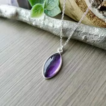 Amethyst Gemstone Solid 925 Sterling Silver 18-дюймовая цепочка ручной работы Дизайнерское женское ожерелье 18 Inch фиолетовый