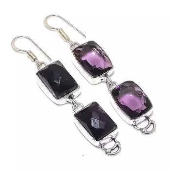 Amethyst Handmade 925 Sterling Silver Jewelry Earring 2.48 y1Q55