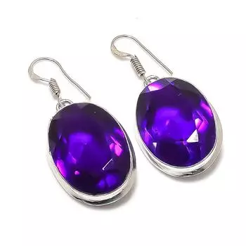 Amethyst Handmade 925 Sterling Silver Jewelry Earring 1.77 h7T40