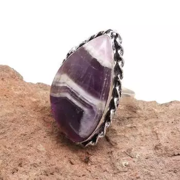 Amethyst Lace Agate Gemstone Handmade Unisex 925 Silver Jewelry Ring 9
