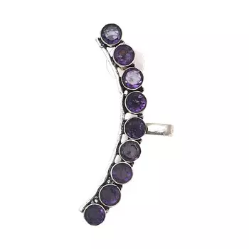 Amethyst Quartz Gemstone Women s Unisex Silver Jewelry Climber Earring 2.5