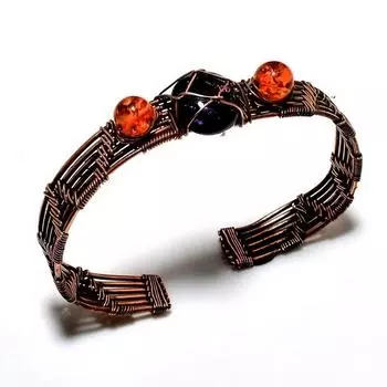 Аметист, балтийский янтарь, драгоценный камень 925, посеребренный ювелирный браслет-манжета