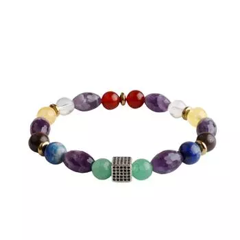 Аметист Циркон Чакра Браслет Аметист, Гранат, Агат, Кварц, Лазурит, Цитрин