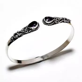 Аметист Драгоценный камень 925 Посеребренный ювелирный браслет ручной работы